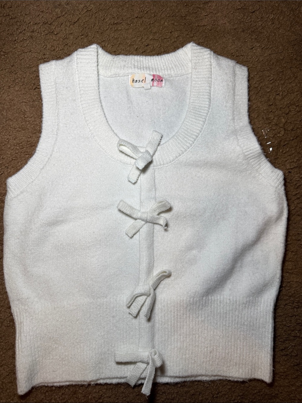 White Knit Tie-Front Women’s Vest